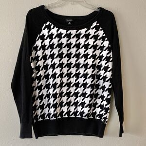 Torrid Womens Houndstooth Pullover Black White Sweater Plus Sz 0 Preppy Academia